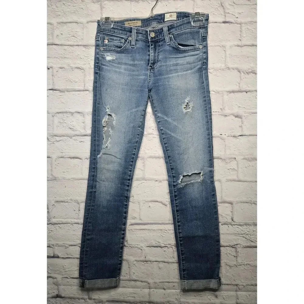AG Adriano Goldschmied The Stilt Roll Up Cigarette Roll Up Jeans Womens Size 25